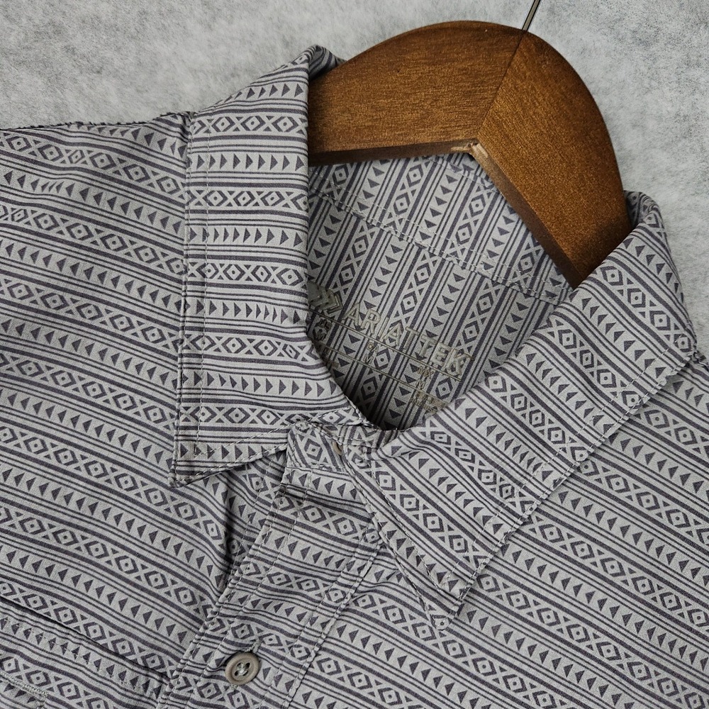 Ariat Tek Men's Medium Gray Short Sleeve Button Up Performance Western Geometric